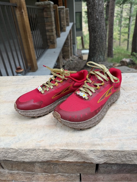 Altra Shoes - Altra Red Trail Shoes with Gold Accents